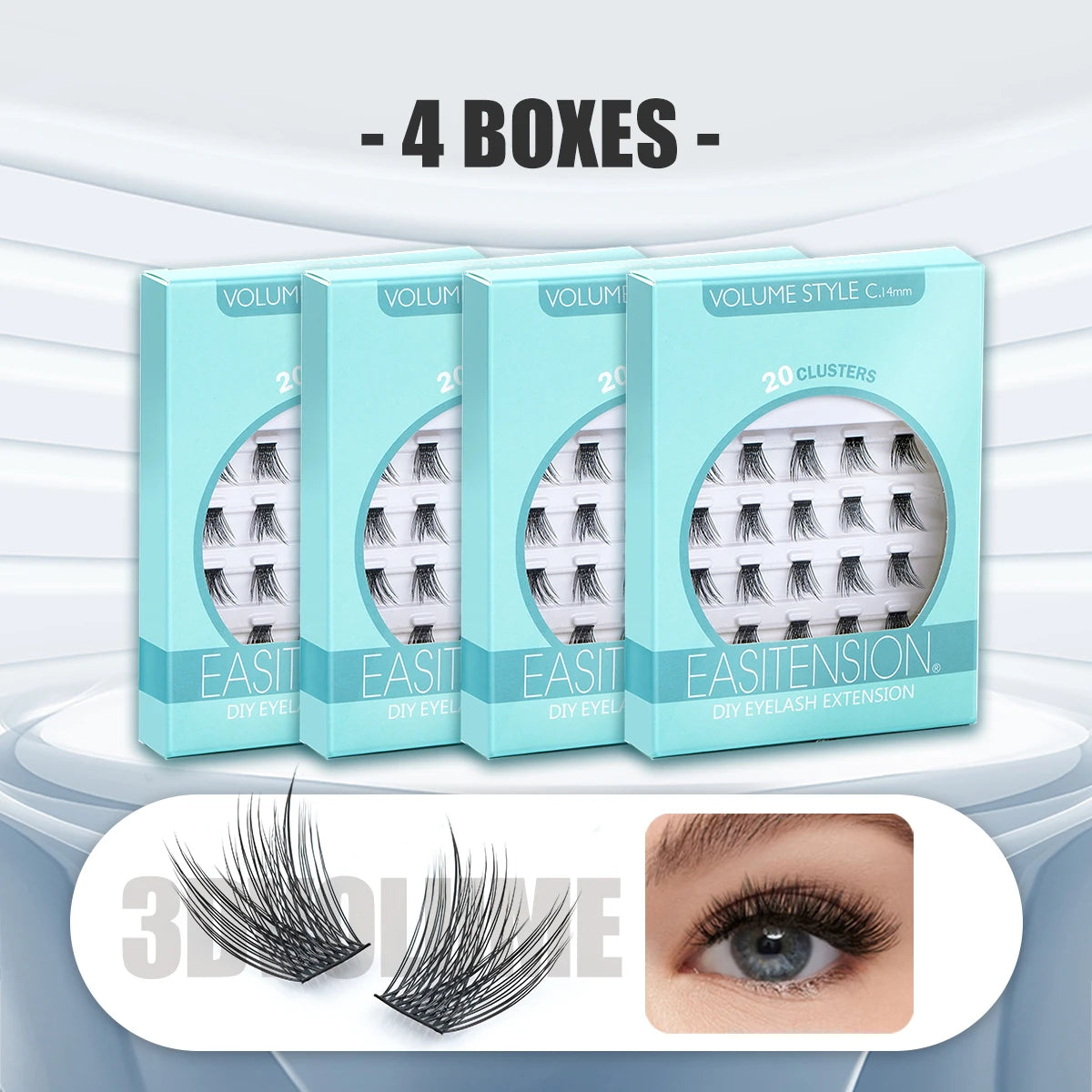 EASITENSION DIY Eyelash Extension 80 PCS Cluster Lashes Natural Volume Individual Lash Clusters Wisps Fluffy Russian Mink Bundle