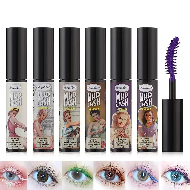 Colorful Slender Mascara Waterproof Fast Drying Curling Eyelashes Multicolor Lashes Makeup Long Lasting Blue Green Cosmetic