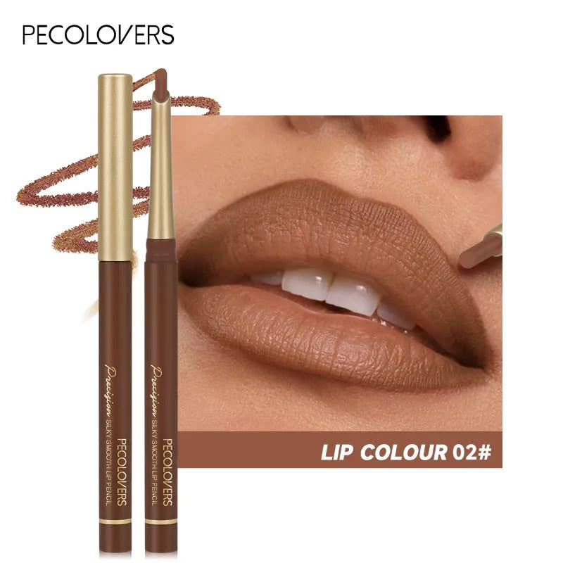 Inclined Tube Brown Tube Lip Liner, Multi-color Lipstick Pen, Depicting Lip Contours, Charming Lips, Lip Cosmetics