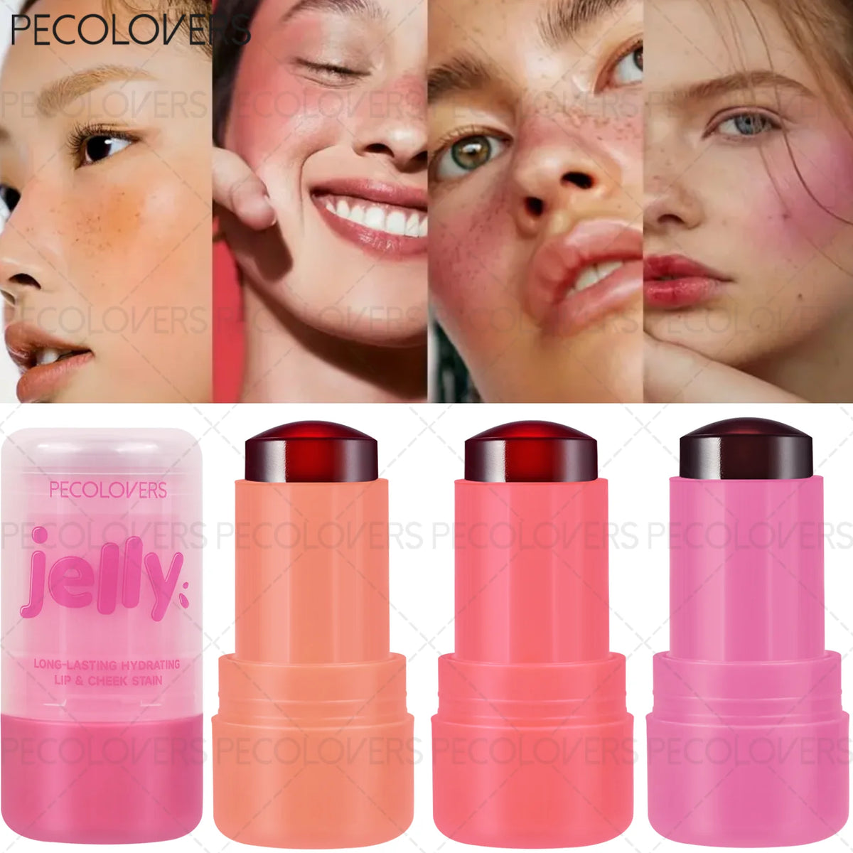 Jelly Blush & Lip Stick，Lightweight and Natural - Hydrating Formula - blush Stick