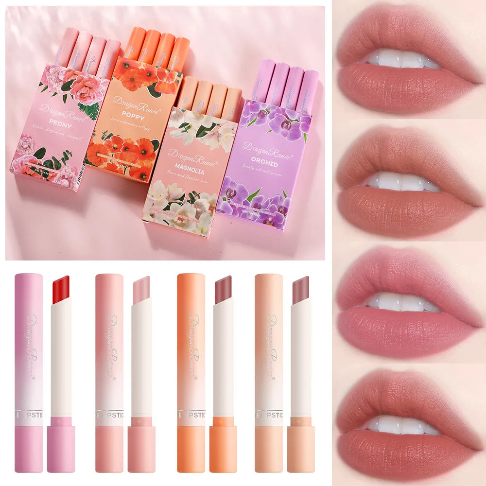 Cigarette Lipstick Set 4pc Velvet Matte Lip Gloss Waterproof Long Lasting Smoke Lip Stick Sexy Red Lip Tint Charming Lips Makeup