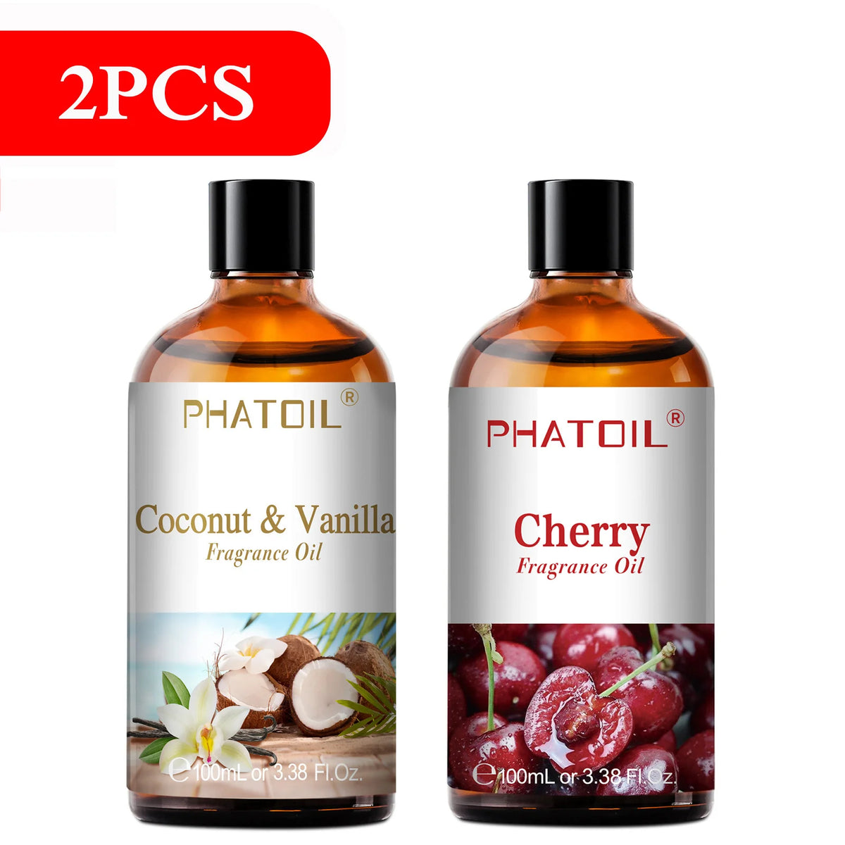 PHATOIL 100ml Aromatherapy Fragrance Oil Coconut & Vanilla Strawberry Cherry Lemon 1/2/3pcs Aroma Oil For Diffuser Candle Making