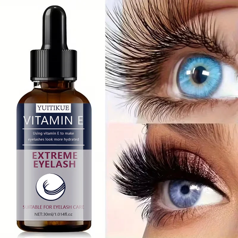 YUITIKUE Vitamin E Eyelash Serum 30ml, Extreme Hydrating Lash Care Serum for Longer & Fuller Eyelashes
