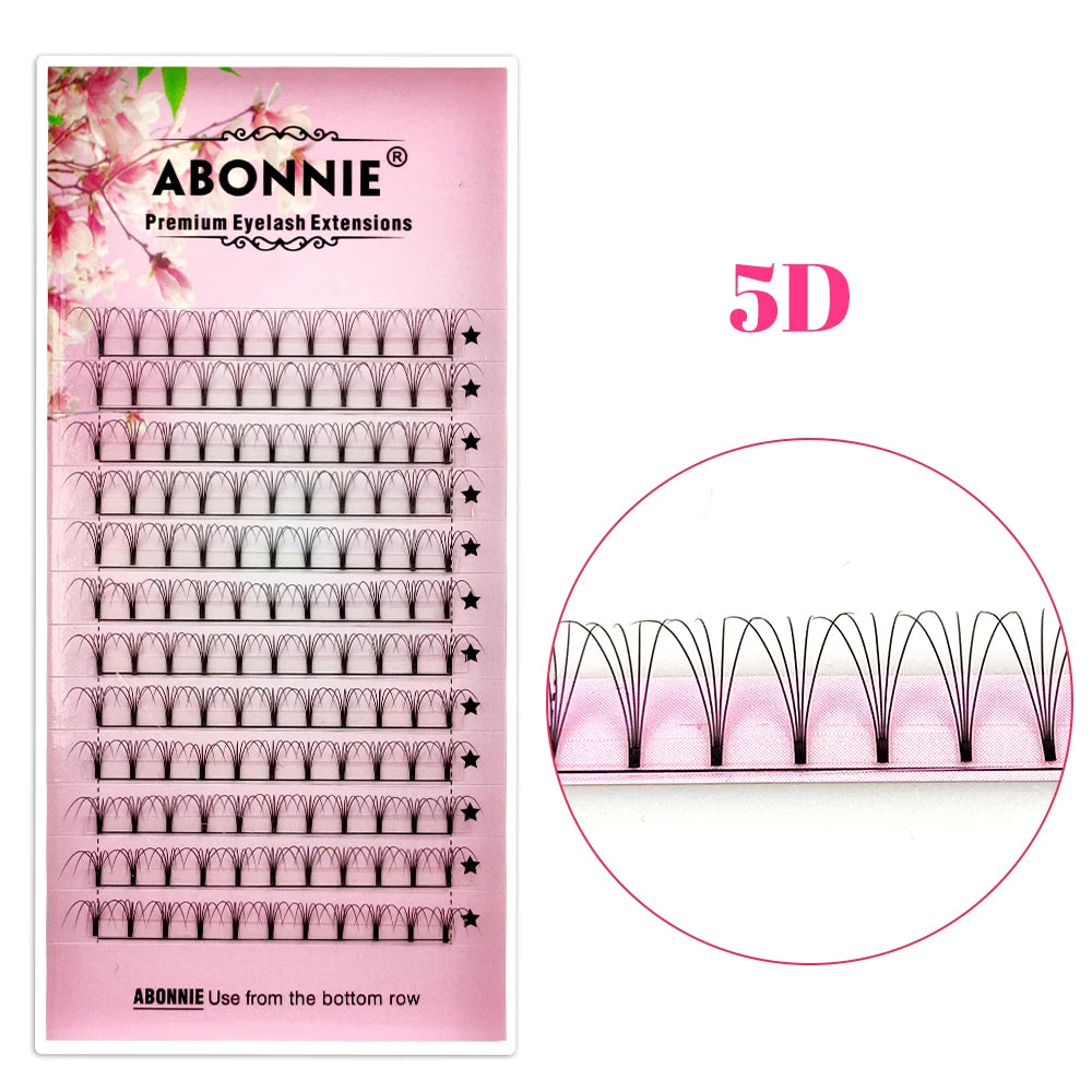 ABONNIE Premade Volume Fans Short Stem 3d/4d/5d/6d Russian  Eyelash Extension Mink Eyelash Extension All Size Lashes Tray