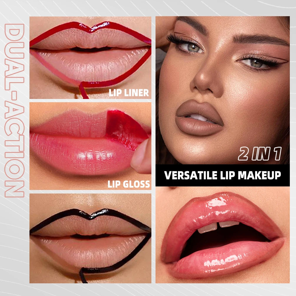 QIBEST Waterproof Lip Liner Peel Off Tattoo Lipgloss Lasting Matte Lip Tint Brown Contour Tear-off Lips Stain Makeup Lipliner