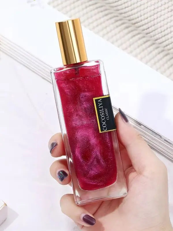 50ml Berlin Girl Women Shimmer Quicksand Eau de Parfum, Long Lasting Rose Floral Perfume, Geranium Rose Patchouli Honey Scent, Elegant Red Glitter Bottle, Daily Dating Wedding Gift for Her