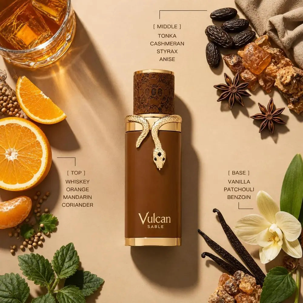 French Avenue Vulcan Sable EDP 100ml 3.4oz Eau De Parfum Spray Long‑Lasting Woody Oud Scent Dubai Arabian Luxury Perfume For Men Women