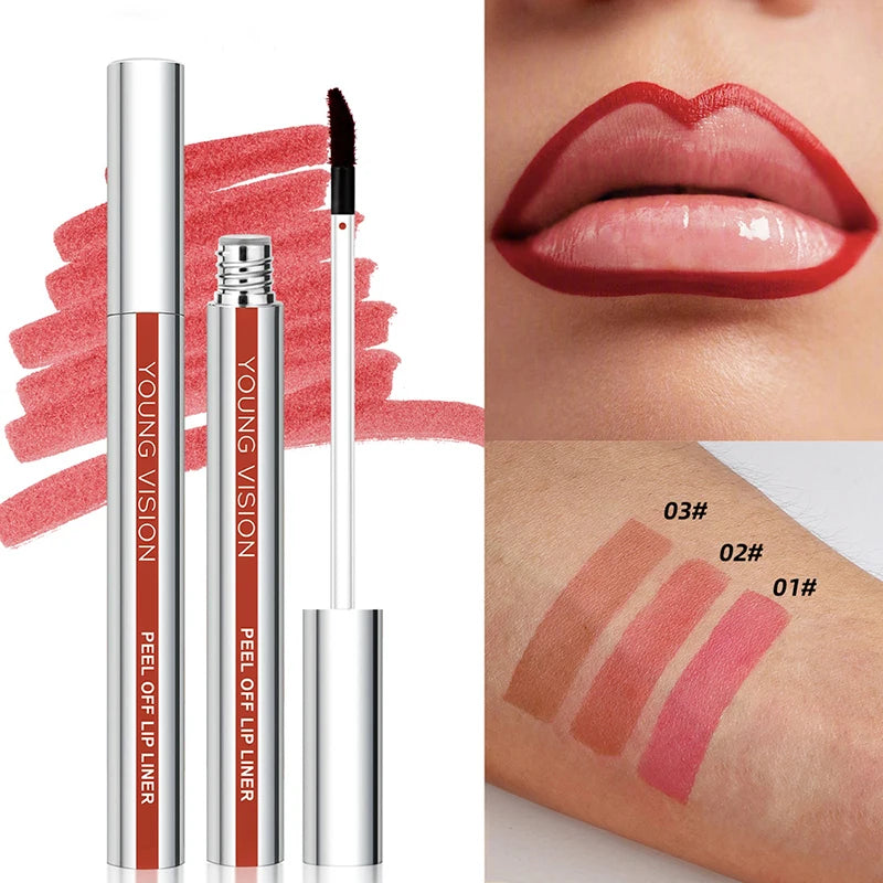 Lip Stain Tint Peel Off Long Lasting Waterproof Natural Nude Peel-Off Lip Liner Pen Mask Lip Tattoo Dye Tear-Off Lipstick Makeup