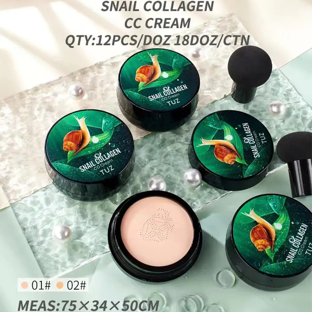 Mushroom Head CC Cream Snail Collagen Air Cushion Face Concealer Moisturizing And Nourishing Base Beauty Makeup Cosmetic