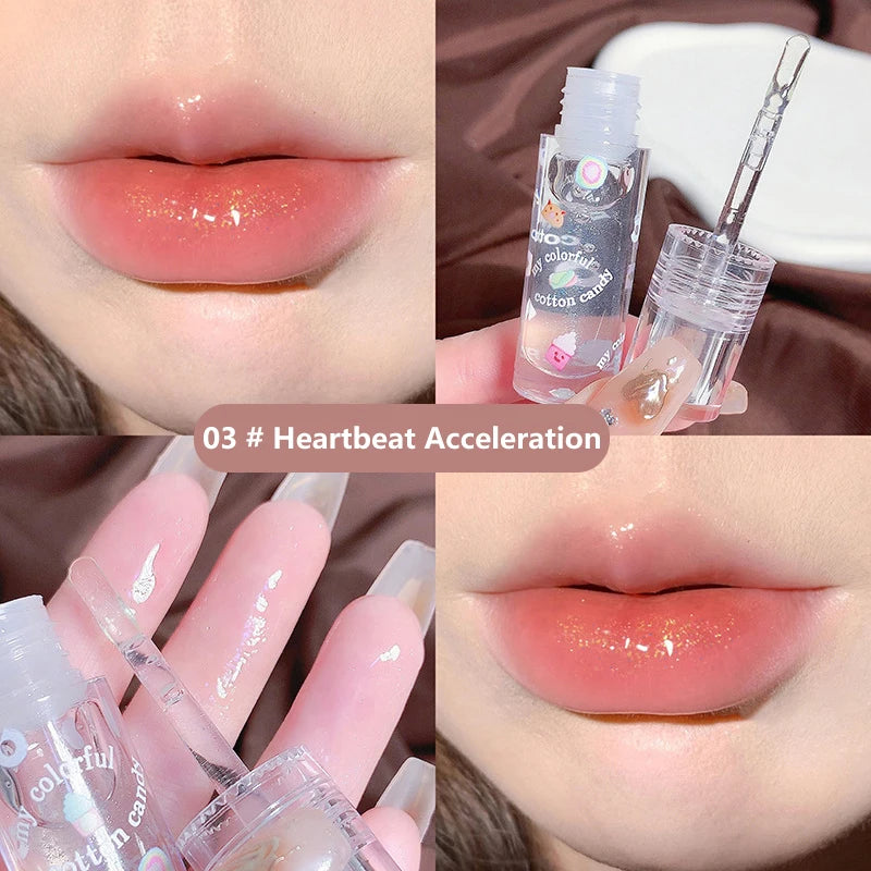 New 1/3Pcs Transparent Glitter Lip Gloss Set Clear Water Light Lip Glaze Moisturizer Changing Lip Oil Jelly Mirror Lipsticks