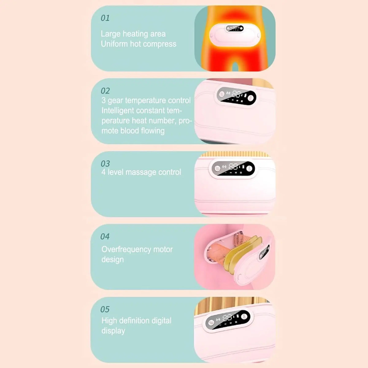Heating Pad for Period Cramps, 5000 mAh Large Capacity, 5-10h Working Time, Portable Cordless Menstrual Heating Pad with 3Heat L