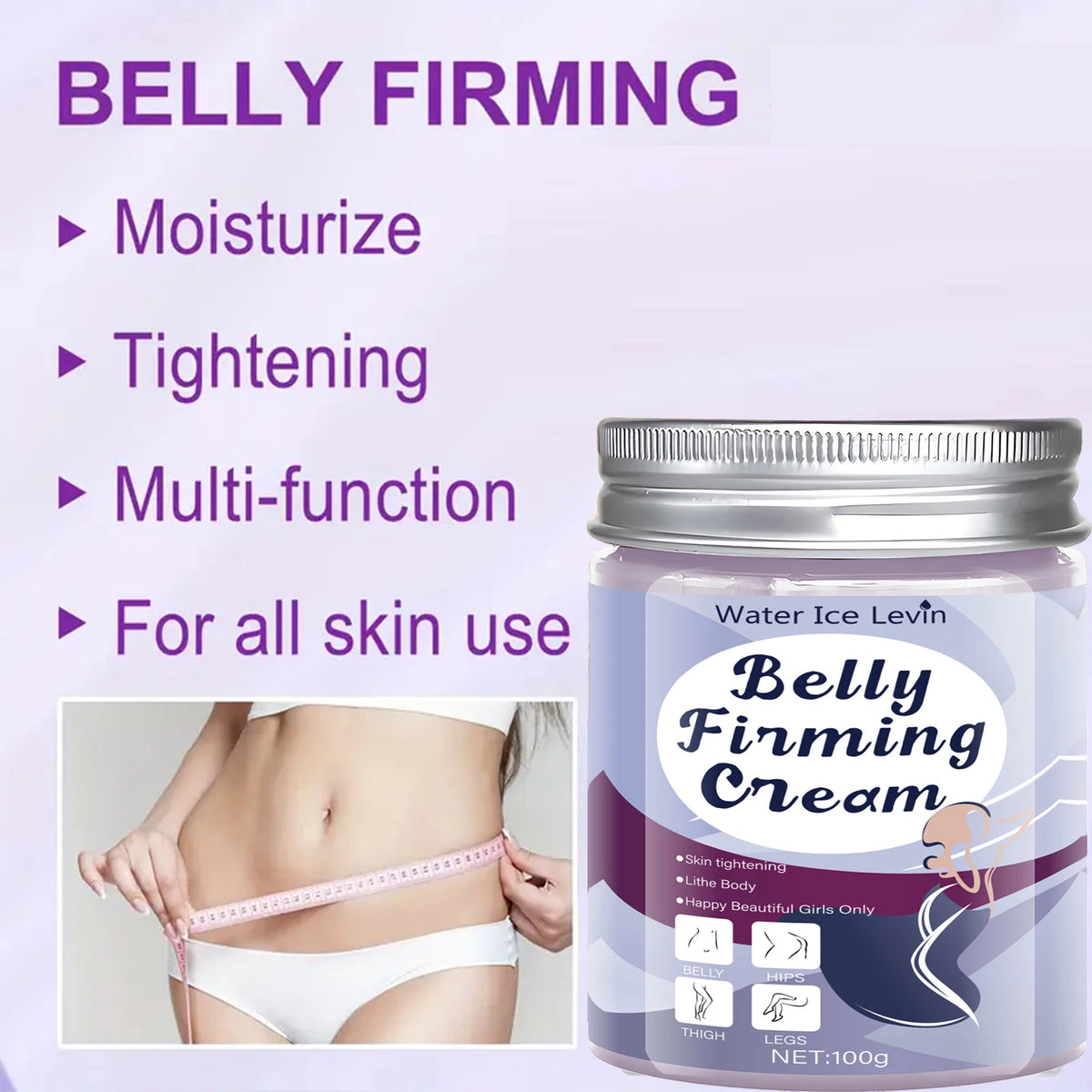 Tightening Body Cream, Abdominal Firming Cream, Containing Jojoba Oil and Caffeine, Light Beige Color, Suitable for Abdomen, Buttocks, Thighs, and Chest