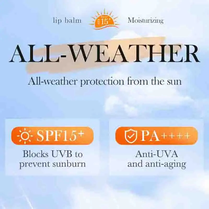 SADOER Spf 15+ Lip Sunscreen Solar Blocker Lip Balm Moisturizing Fade Lip Lines Nourishing Hydrating Lipstick For Lips Skin Care