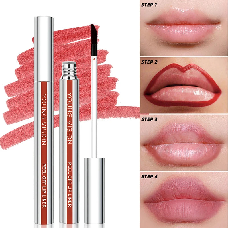 Lip Stain Tint Peel Off Long Lasting Waterproof Natural Nude Peel-Off Lip Liner Pen Mask Lip Tattoo Dye Tear-Off Lipstick Makeup