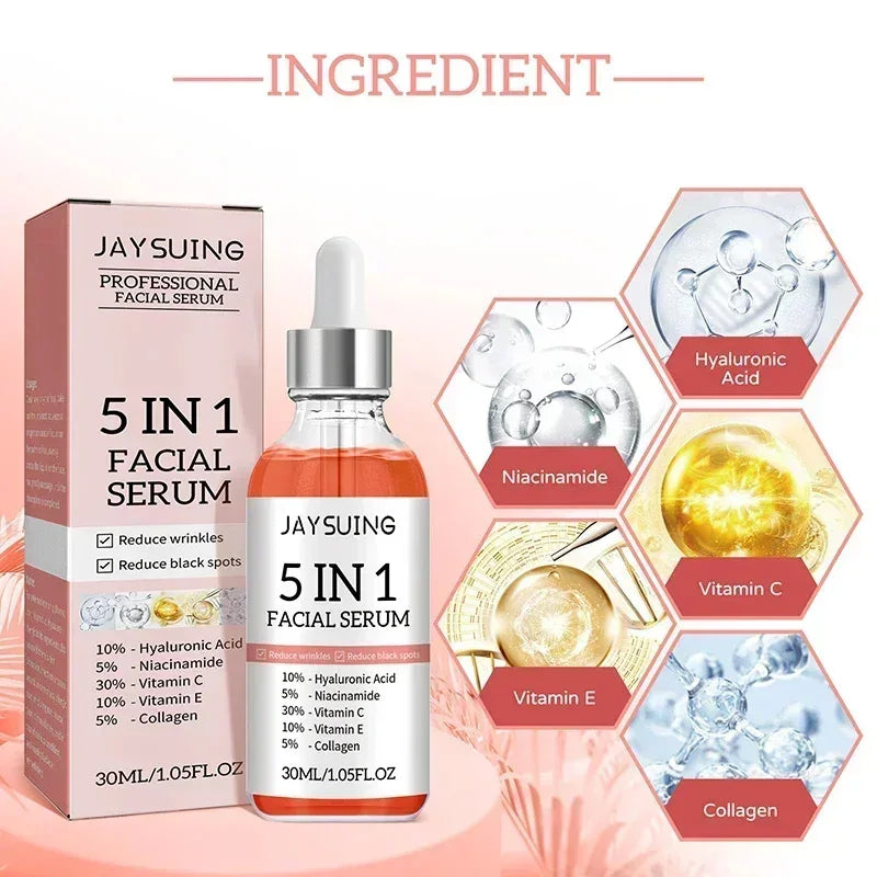 1/2/3/5 Box 5 In 1 Facial Serum Hyaluronic Acid Essence Moisturizing Rejuvenation Vitamin C Niacinamide Brightening Skin Care