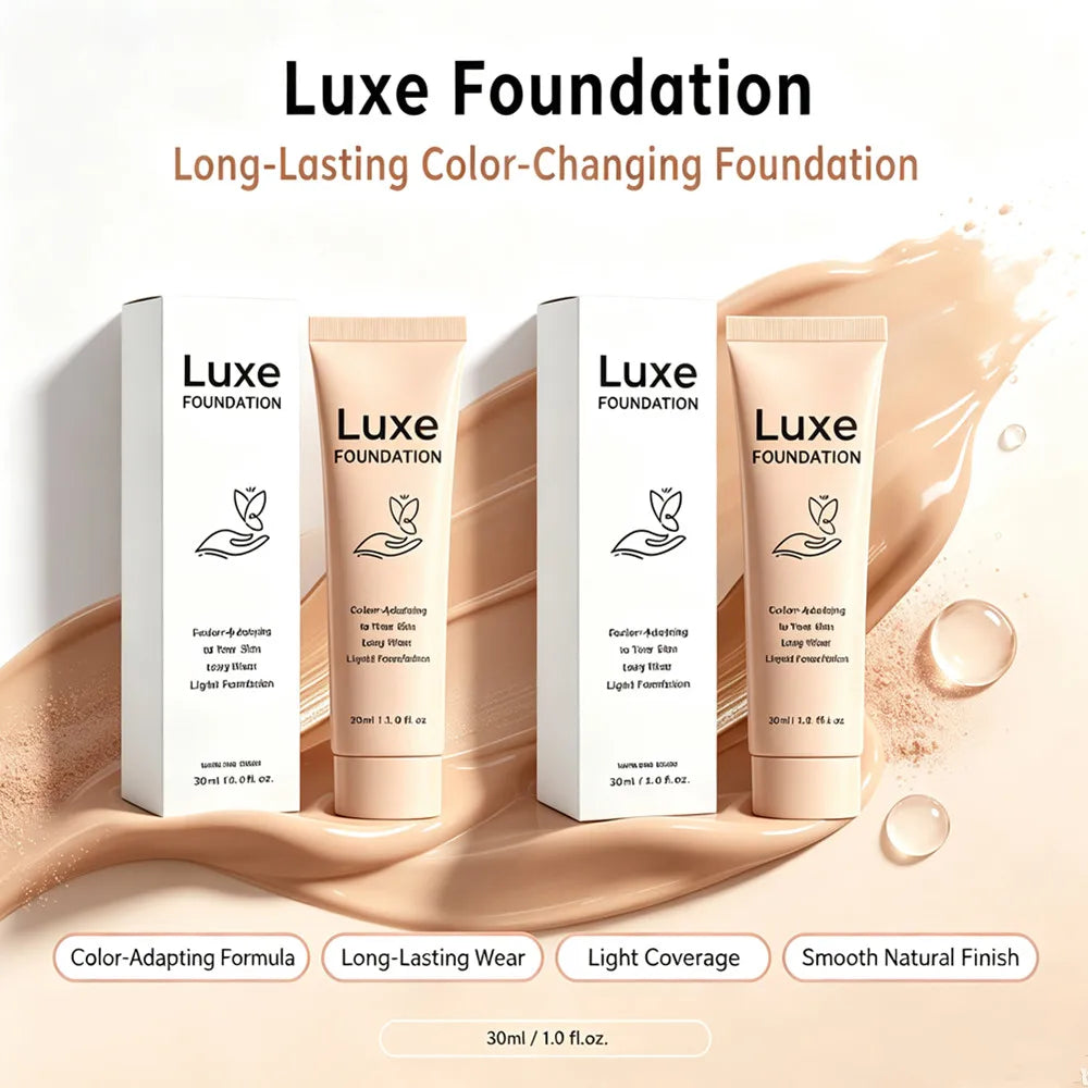 Luxe Colour Changing Foundation - SPF 50 Lightweight Full Coverage Foundations Makeup Adapts To Your Skin Tone Intelligent