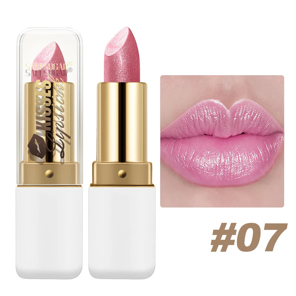 Pearlescent Metallic Lipstick Waterproof Long Lasting Moisturizing Matte Velvet Diamond Lip Gloss