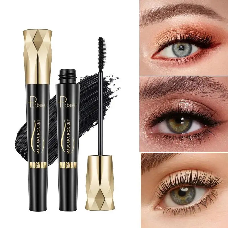 Volumizing Mascara Waterproof Curling Lengthening Anti Smudge Fast Dry Formula 4D Rocket Lashes Natural Look