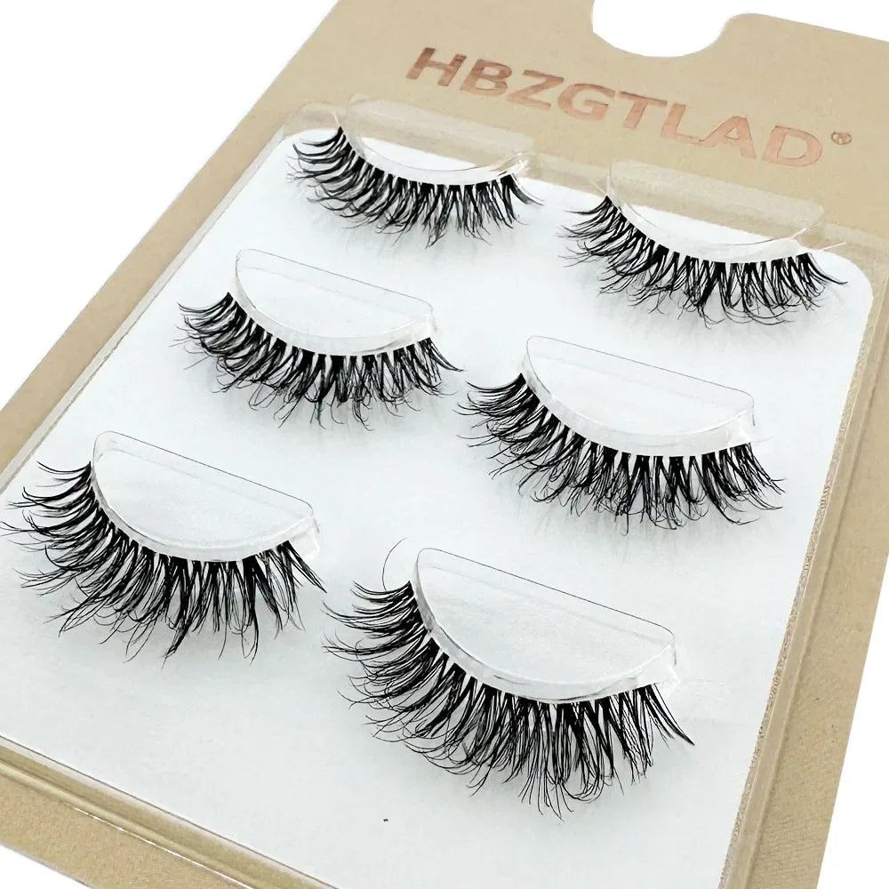 NEW 3Pairs 5d Mink Lashes 3D Mink Eyelashes Invisible Band Natural Black Mink False Eyelash Full Strip Cilios Posticos Reusable