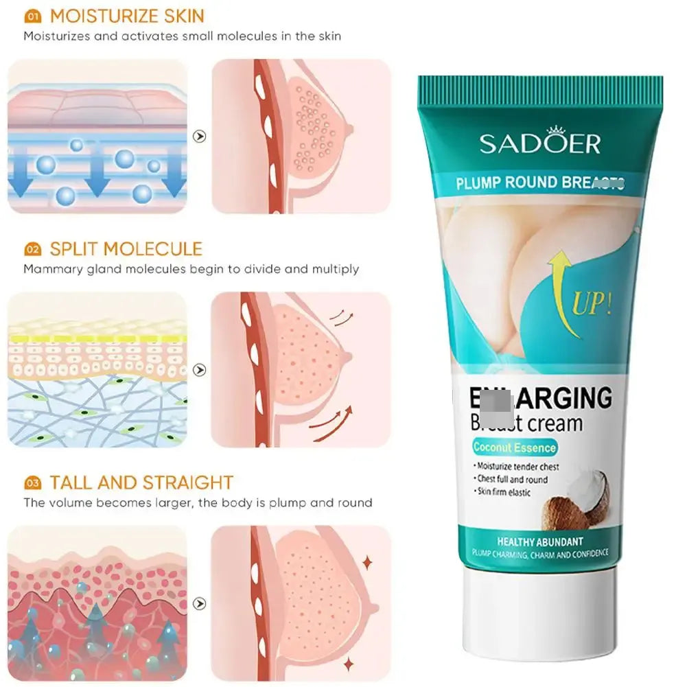 SADOER Fast Growth Chest Get Bigger Cream Lift Firm Chest Improve Sagging Massage Chest Rapidly Body Moisturizing Smooth