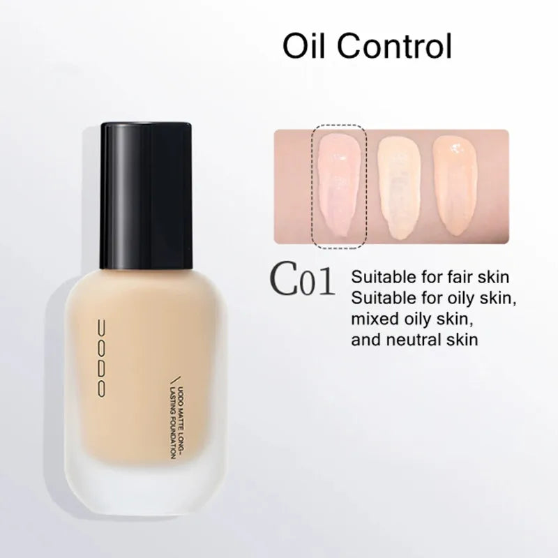 UODO Hydrating Oil-Control Foundation Liquid Long-Lasting Matte Finish Lightweight Formula For Oily&Combination Skin Base Makeup