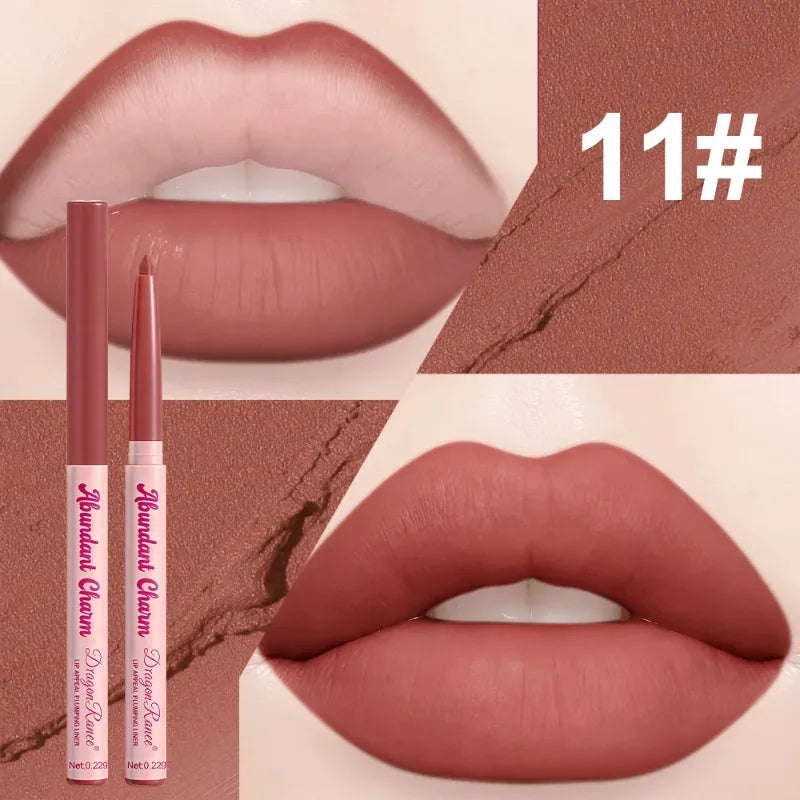 12 Colors Matte Lip Liner Pen Long Lasting Waterproof Non-Sticky Lipliner Velvet Lip Contour Stick Outline Smooth Natural Makeup