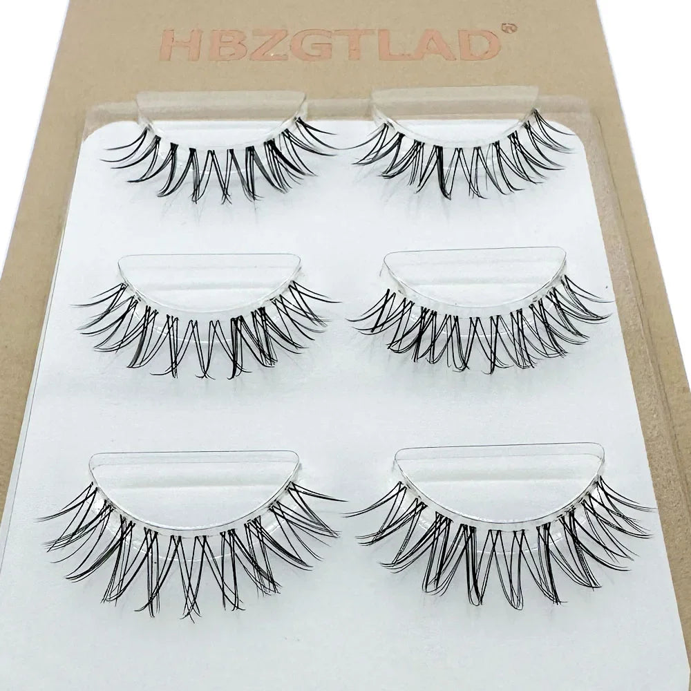 NEW 3Pairs 5d Mink Lashes 3D Mink Eyelashes Invisible Band Natural Black Mink False Eyelash Full Strip Cilios Posticos Reusable