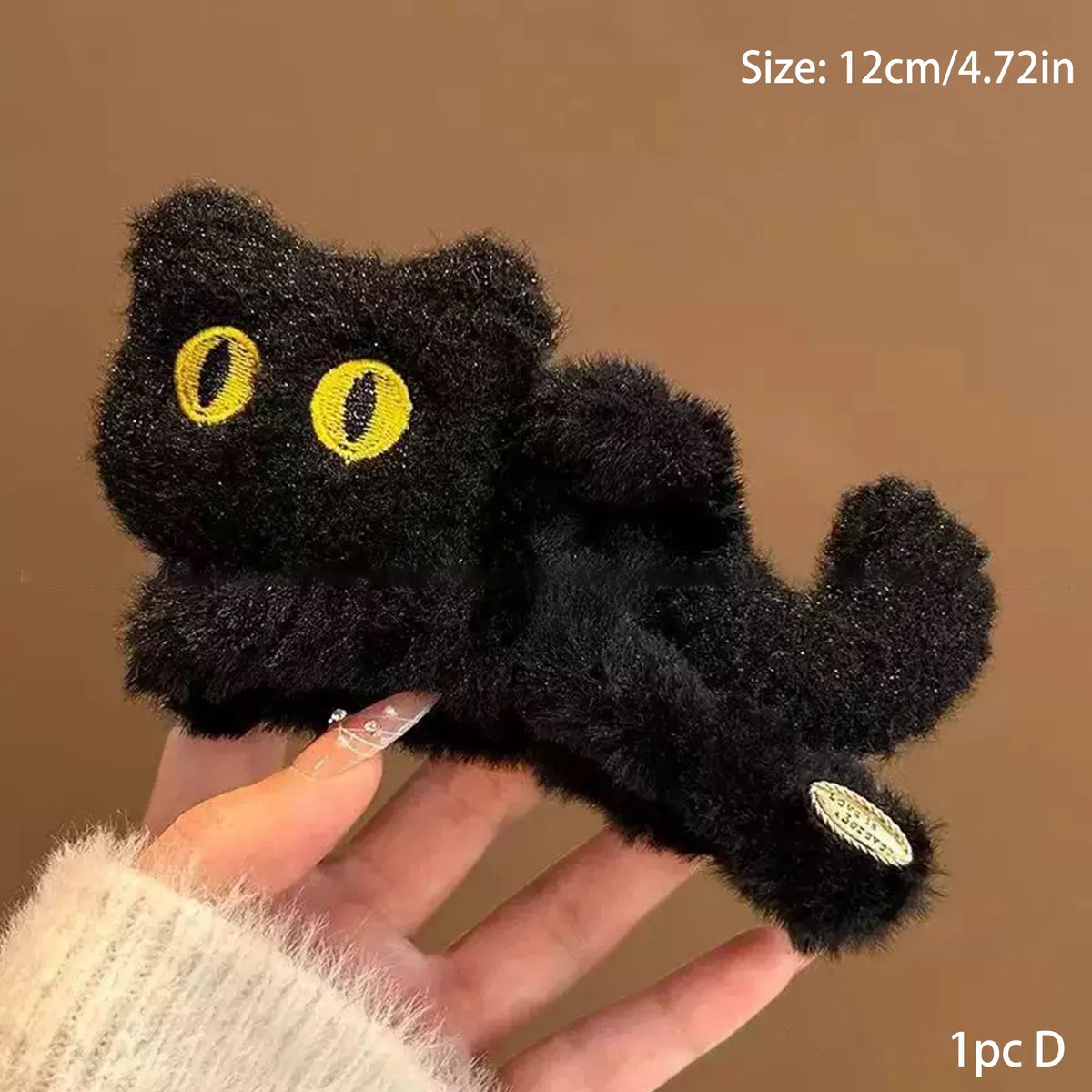 1pc New Cute Cat Hair Claw Autumn and Winter Cartoon Versatile Large Plush Hair Clip Shark Clip for the Back of the Head