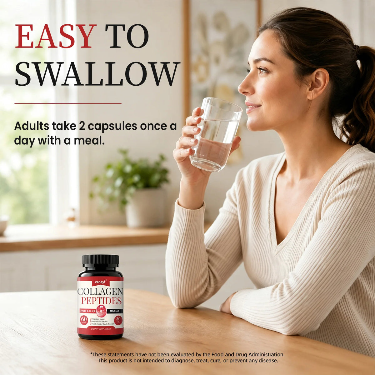 Multi Collagen Peptides Capsules Type I II III V X Supports Healthy Skin Nail And Hair Condition Daily Body Wellness Supplement