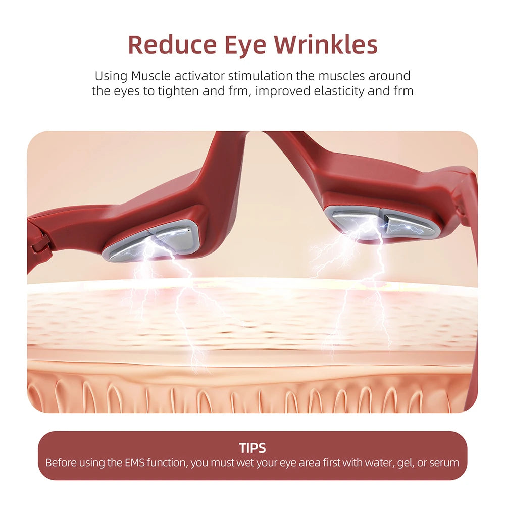 Red Eye Massager Under-Eye Glasses Massager Relieves Eye Fatigue Eyes Massage Glasses Eye Fatigue Relief Massager