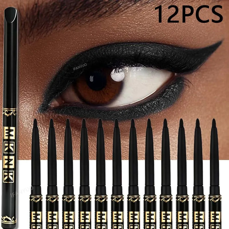 1-12Pcs Waterproof Black Eyeliner Gel Pencils Smudge-Proof Long-Lasting &Beginner-Friendly Smooth High Pigmented Punk Eye Makeup