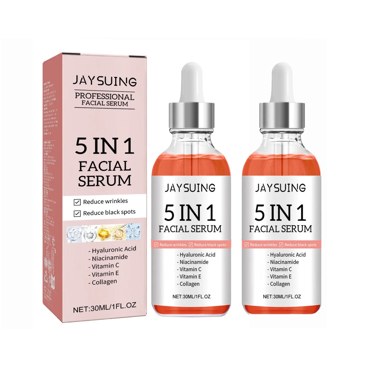 1/2/3/5 Box 5 In 1 Facial Serum Hyaluronic Acid Essence Moisturizing Rejuvenation Vitamin C Niacinamide Brightening Skin Care