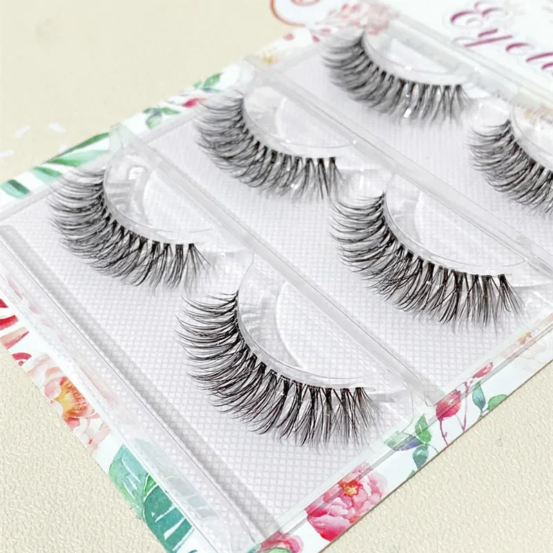 NEW 3Pairs 5d Mink Lashes 3D Mink Eyelashes Invisible Band Natural Black Mink False Eyelash Full Strip Cilios Posticos Reusable