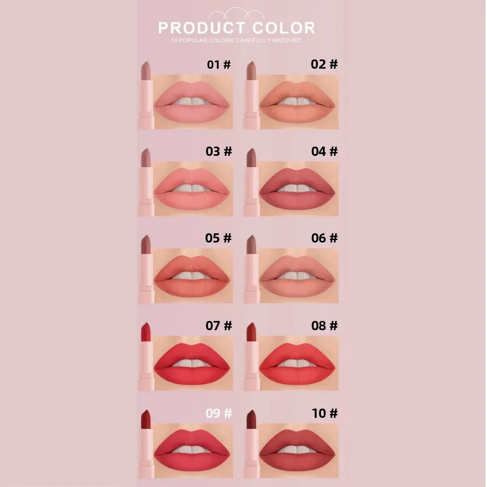 Mini Matte Lipstick Gift Set 10 Colors Saturated Velvet Finish Long Wear Lip Makeup For All Day Moisturizing