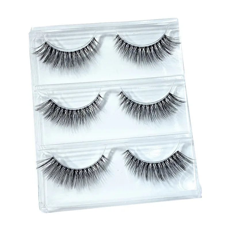 NEW 3Pairs 5d Mink Lashes 3D Mink Eyelashes Invisible Band Natural Black Mink False Eyelash Full Strip Cilios Posticos Reusable