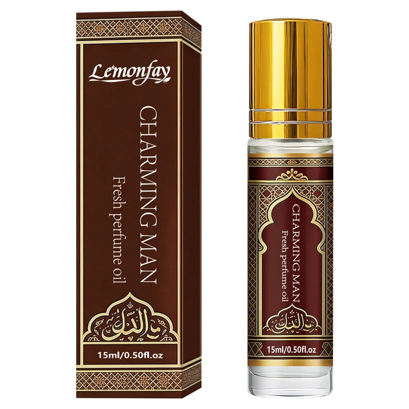 Lemonfay Charming Man Fresh Perfume Oil Roll-On Long Lasting Arabian Style Fragrance 15ml/0.50fl.oz for Dating Daily Use