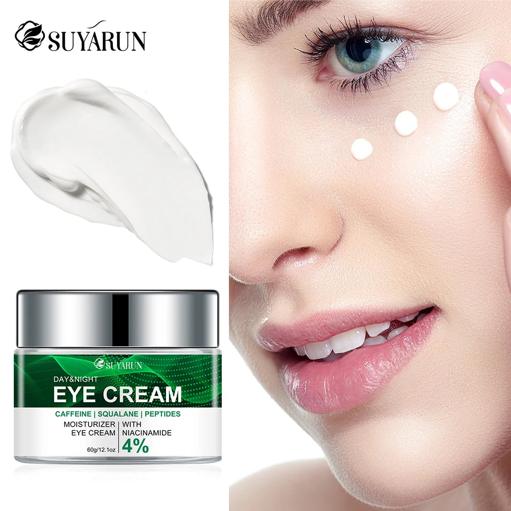 SUYARUN Anti-Aging Eye Cream Niacinamide & Plant Squalane Dark Circle Treatment, Wrinkles Reduction, Hydrating Care.-Glass Jar-