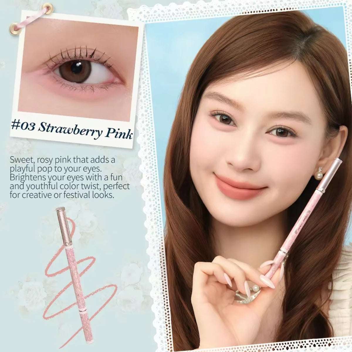 Flower Knows Bunny Garden Smooth Long-Lasting Waterproof Gel Eyeliner Pencil - Smudge-Proof Natural Daily Makeup for Eyes