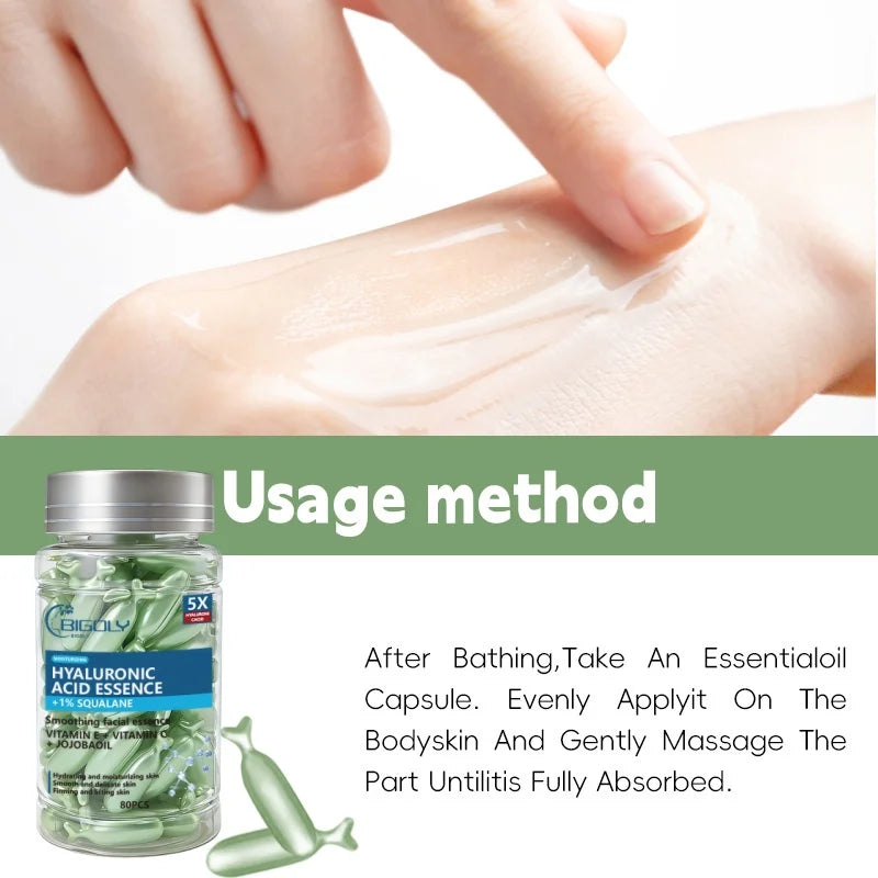 Hyaluronic Acid Softening Facial Essence, Moisturizes and Nourishes the Skin, Smoothes and Refines the Skin, Tightens and Lifts the Skin, Unique Particle Design, Convenient and Hygienic
