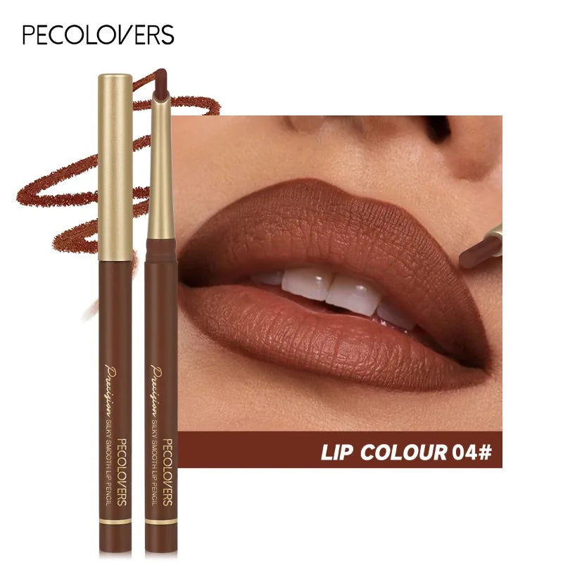 Inclined Tube Brown Tube Lip Liner, Multi-color Lipstick Pen, Depicting Lip Contours, Charming Lips, Lip Cosmetics
