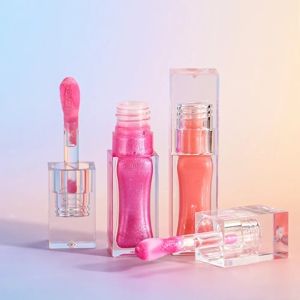 Private Label Lip Gloss Pigment Long-lasting Waterproof Matte Glossy Custom Logo Makeup Wholesale P238 Transparent Square Tube