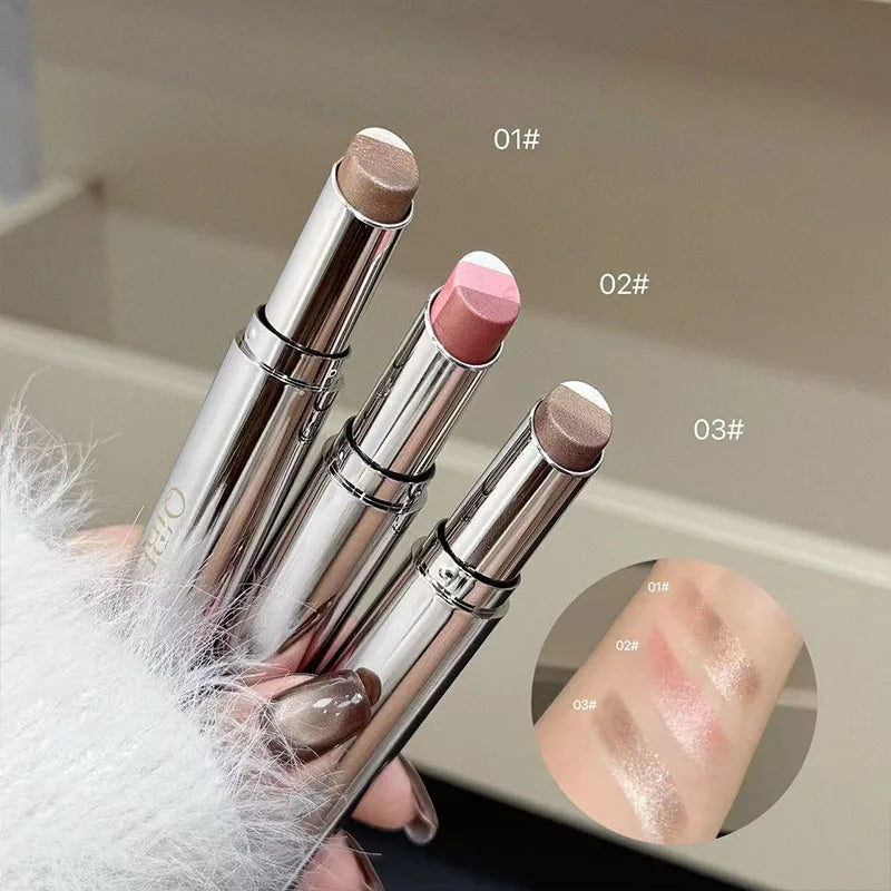 QIBEST Glitter Eyeshadow Stick Long Lasting Eye Shadow Pencil Cosmetics Shimmer Highlighter Brighten Lying Silkworm Eyeshadow