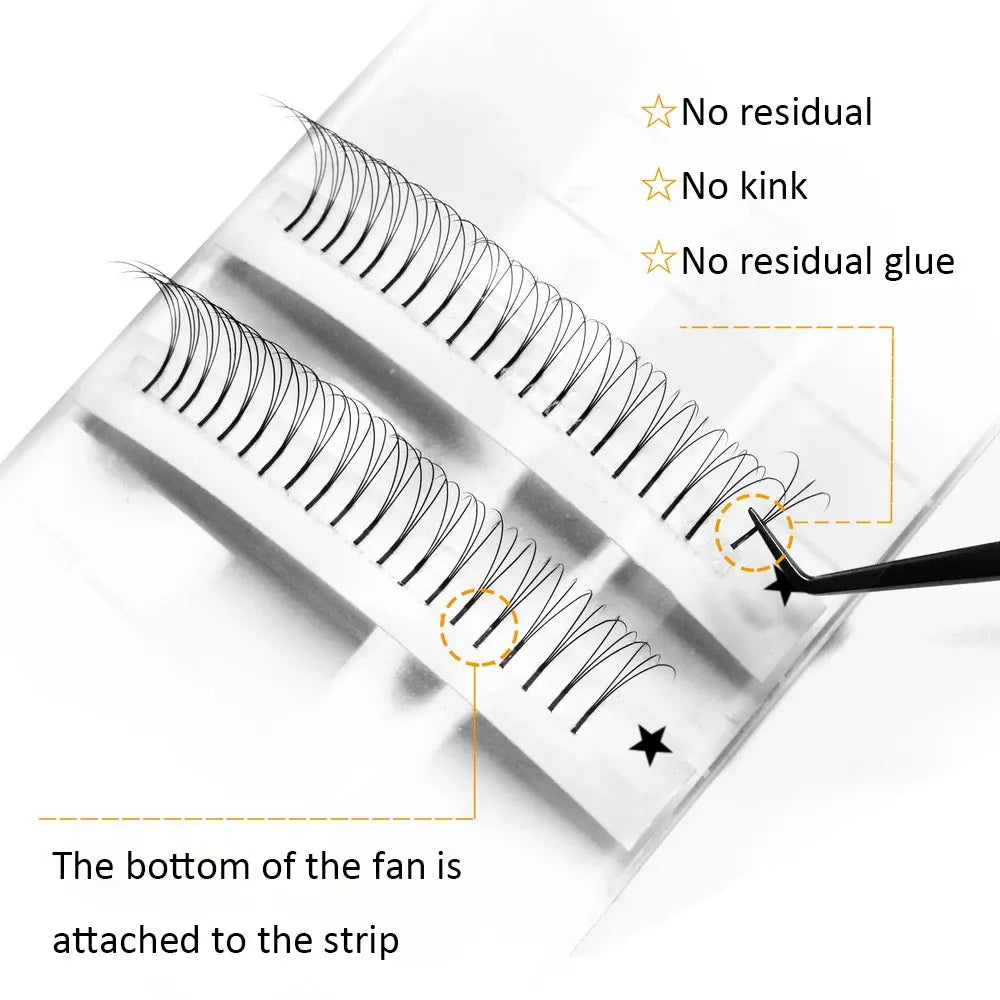 Abonnie Russian Volume Eyelash Extensions Eyelash Bouquets Volume Long Stem Soft Matte Black Premade Extension