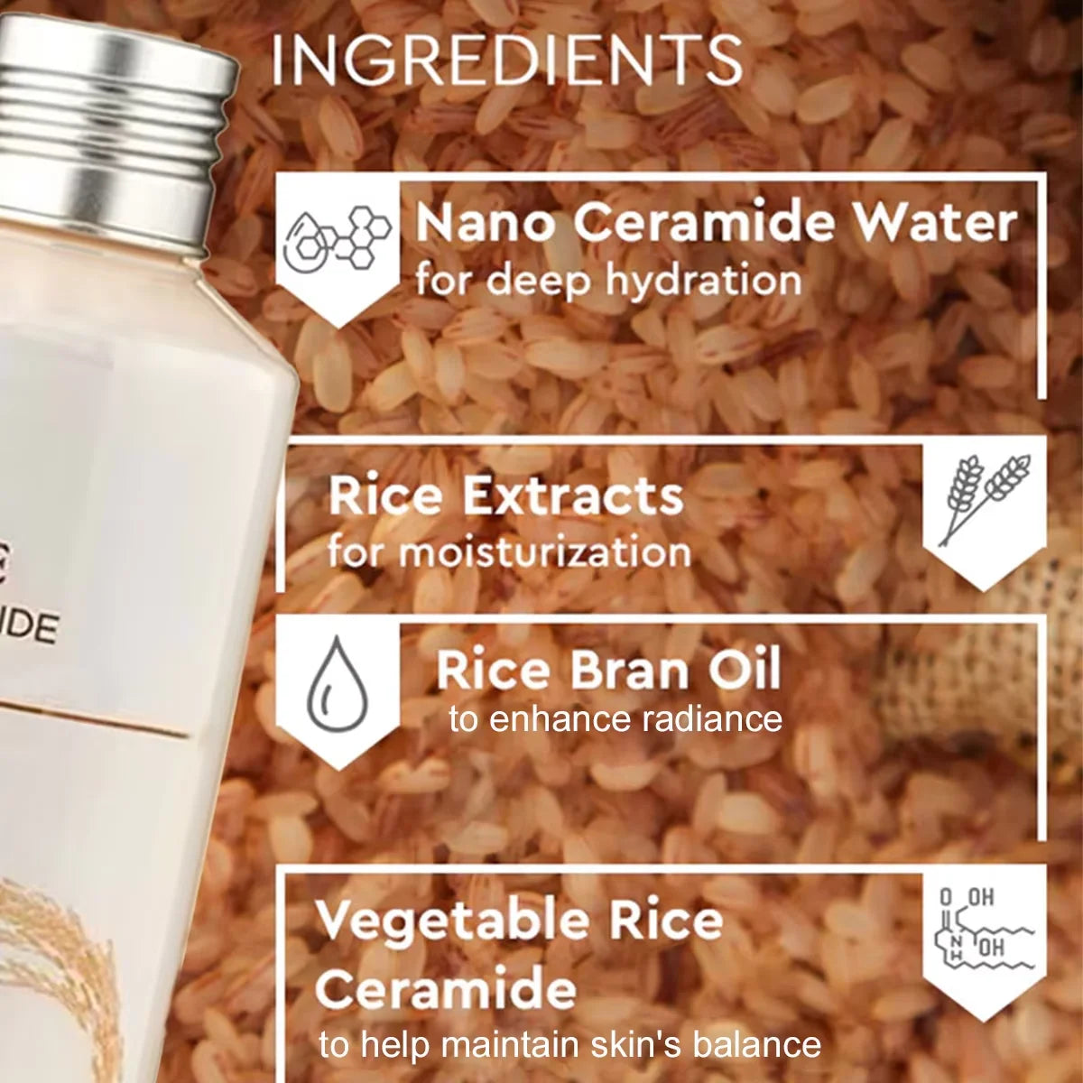 THE FACE SHOP Rice Ceramide Moisturizing Toner 150ml,High-Fluidity Toner,Liquid Formula,Non-Greasy,Korean Skincare,Korean Makeup