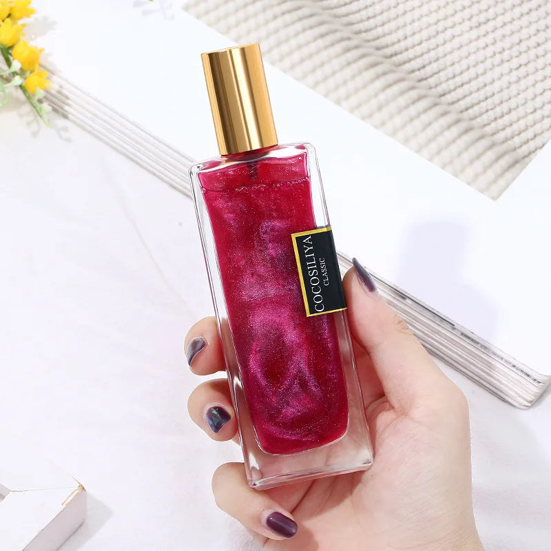 50ml Berlin Girl Women Shimmer Quicksand Eau de Parfum, Long Lasting Rose Floral Perfume, Geranium Rose Patchouli Honey Scent, Elegant Red Glitter Bottle, Daily Dating Wedding Gift for Her