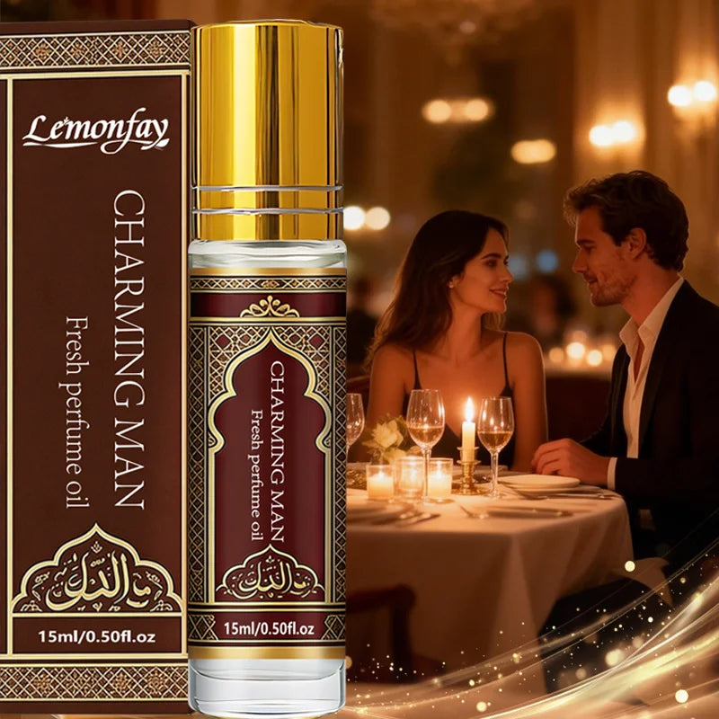 Lemonfay Charming Man Fresh Perfume Oil Roll-On Long Lasting Arabian Style Fragrance 15ml/0.50fl.oz for Dating Daily Use