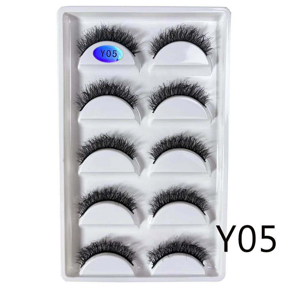 NEW 5 Pairs 3D Y08 Natural Mink False Eyelashes Fluffy Style Makeup Eyelash Fake Eye Lashes Faux Cilios Make Up Beauty Tools