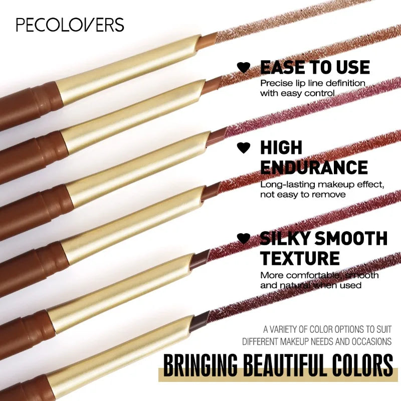 Inclined Tube Brown Tube Lip Liner, Multi-color Lipstick Pen, Depicting Lip Contours, Charming Lips, Lip Cosmetics