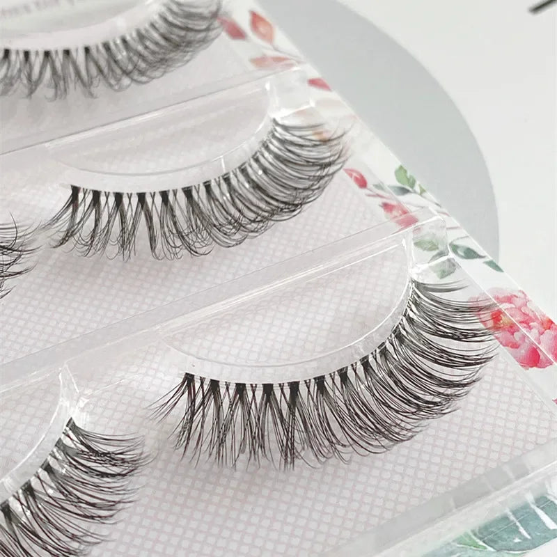 NEW 3Pairs 5d Mink Lashes 3D Mink Eyelashes Invisible Band Natural Black Mink False Eyelash Full Strip Cilios Posticos Reusable