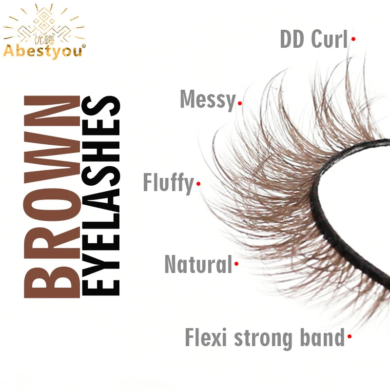 Abestyou 5d 6/7pairs Luxury Brand D Curl Fluffy Brown Colorful Mink Ruassia Volume Messy Lashes Blonde Bronze Dramatic Eyelashes